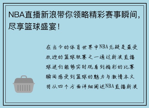 NBA直播新浪带你领略精彩赛事瞬间，尽享篮球盛宴！